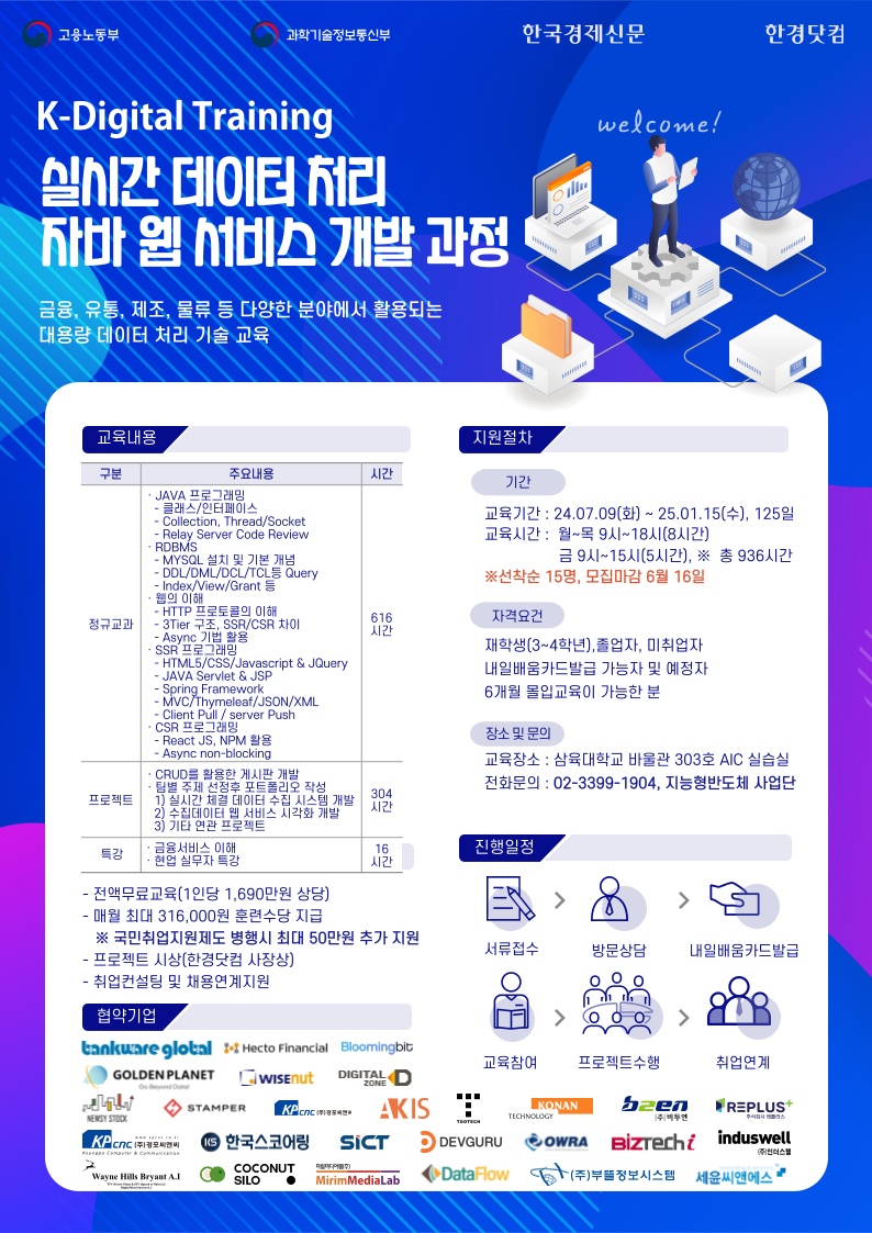 [무료] 실시간 데이터 처리 자바 웹 서비스 개발 과정 – 체육문화센터