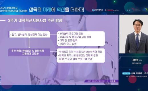 [사진1] 세션2 - 이병희 신임 기획처장 겸 대학혁신지원사업단장 '2주기 대학혁신지원사업의 방향'