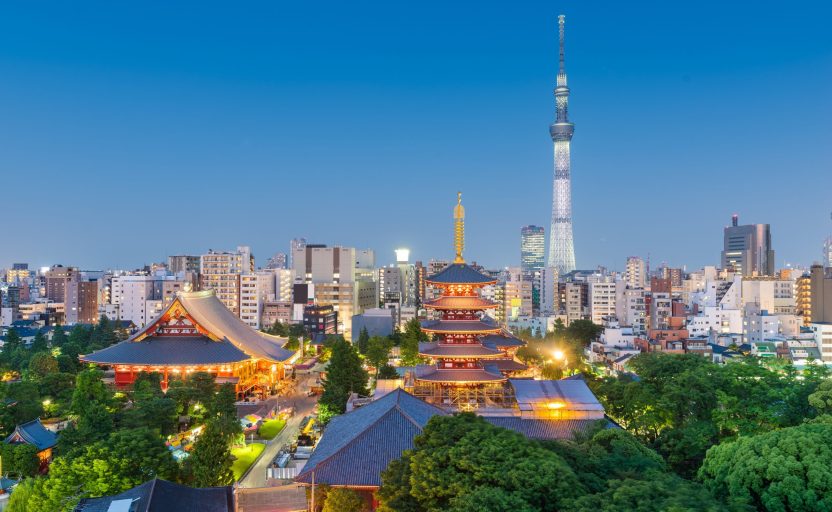 Tokyo, Japan skyline in Asakusa.