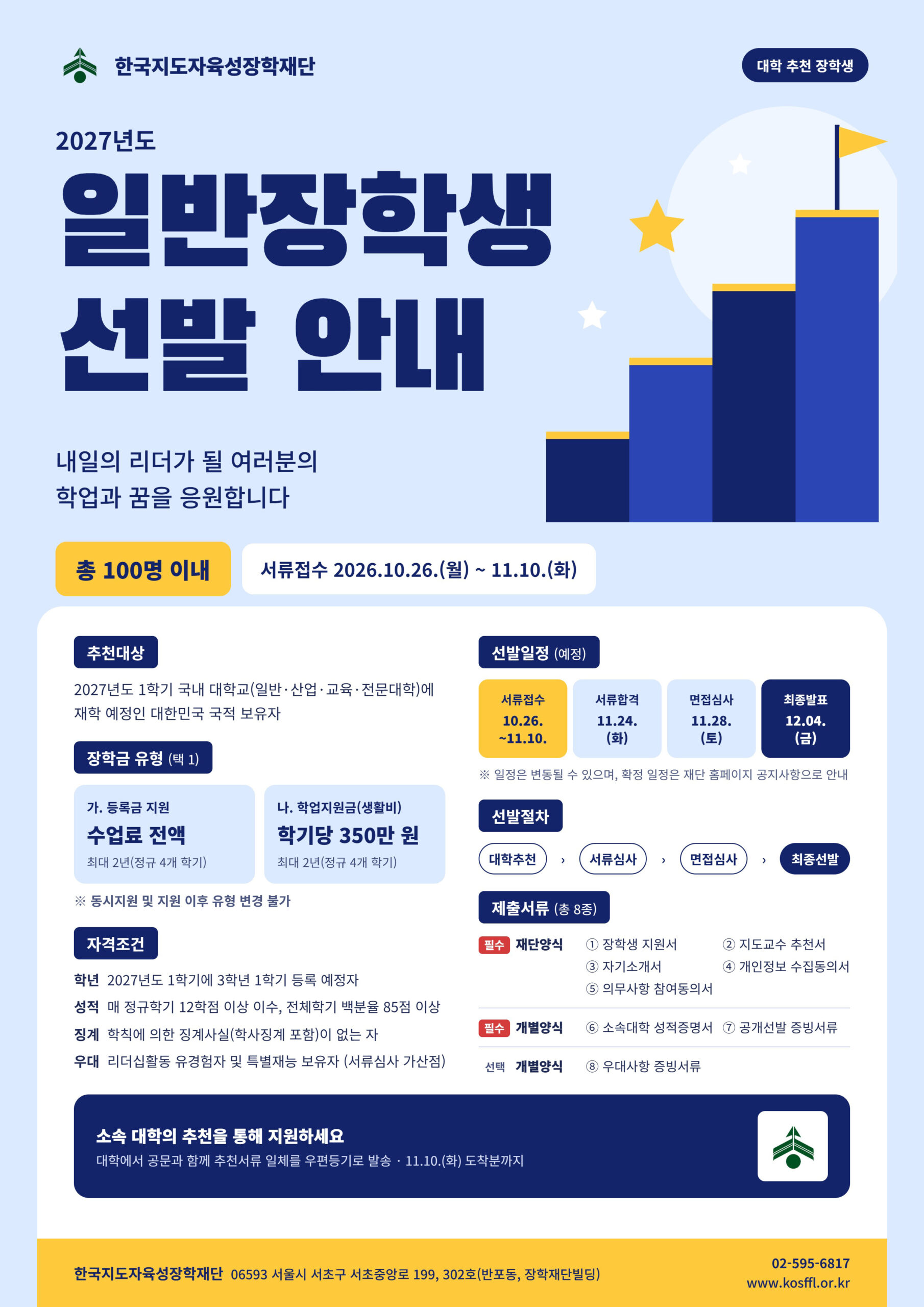 일반장학생 선발 포스터